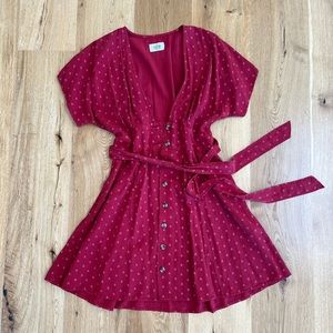 Women’s Marine Layer Red Short Sleeve Flowy Wrap Dress